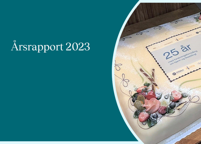Forside Kildens årsrapport 2023 marsipankake i anledning 25-årsjubileum